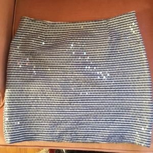 Kors Blue, white stripe skirt with clear sequins